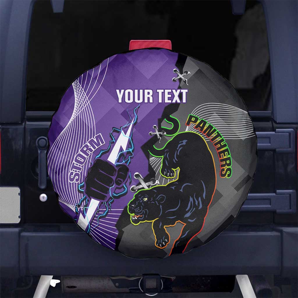 Personalised Storm And Panthers Rugby 2024 Spare Tire Cover Go Champions Grand Final Dynamic Style
