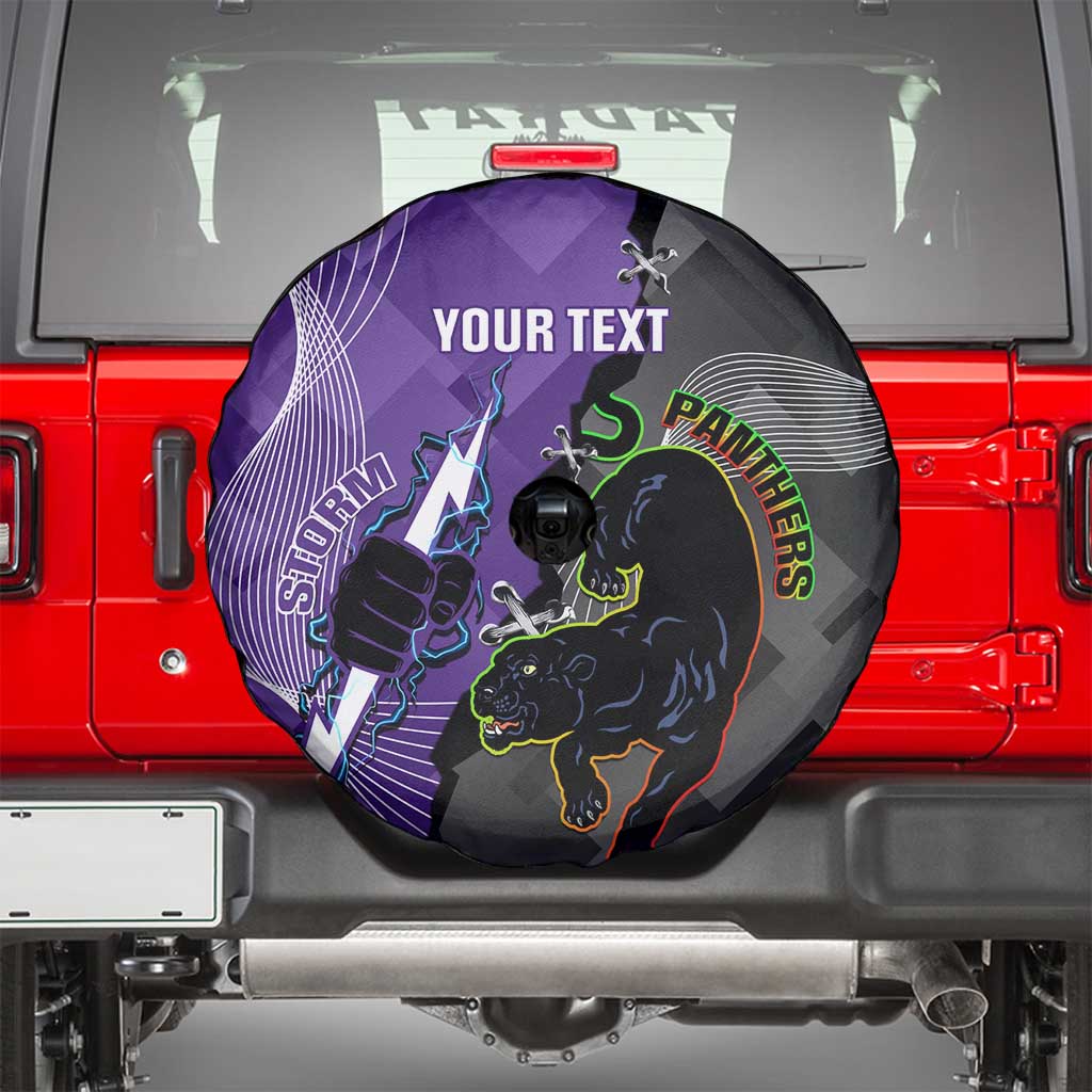 Personalised Storm And Panthers Rugby 2024 Spare Tire Cover Go Champions Grand Final Dynamic Style