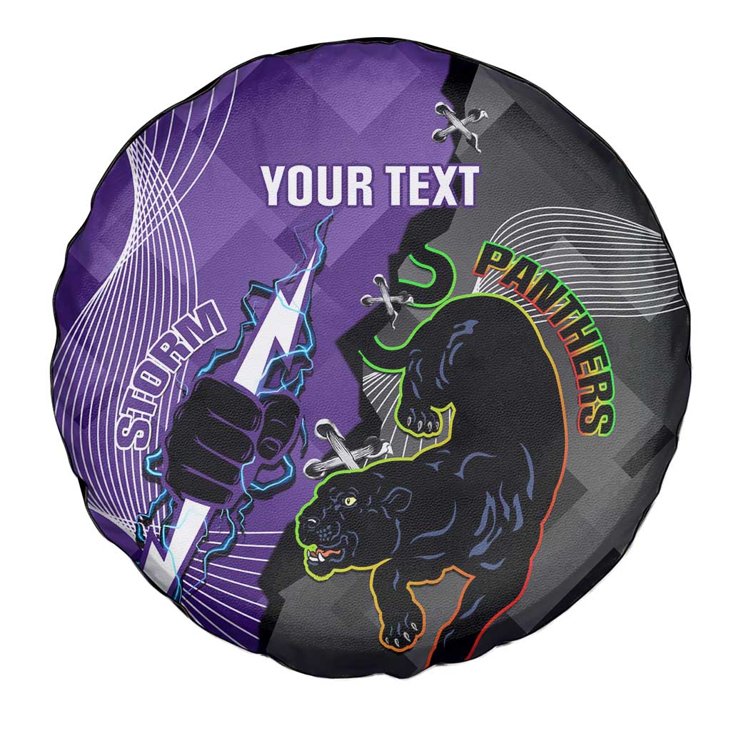 Personalised Storm And Panthers Rugby 2024 Spare Tire Cover Go Champions Grand Final Dynamic Style