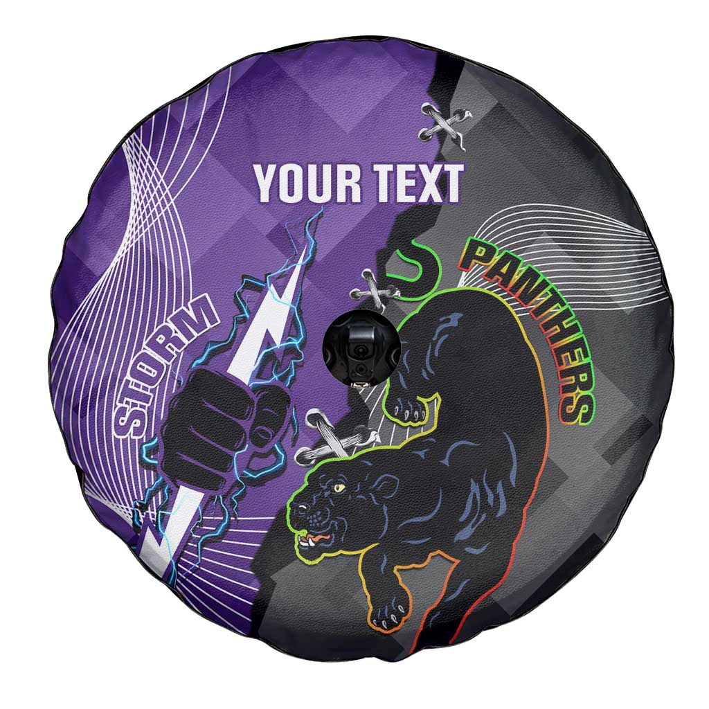 Personalised Storm And Panthers Rugby 2024 Spare Tire Cover Go Champions Grand Final Dynamic Style