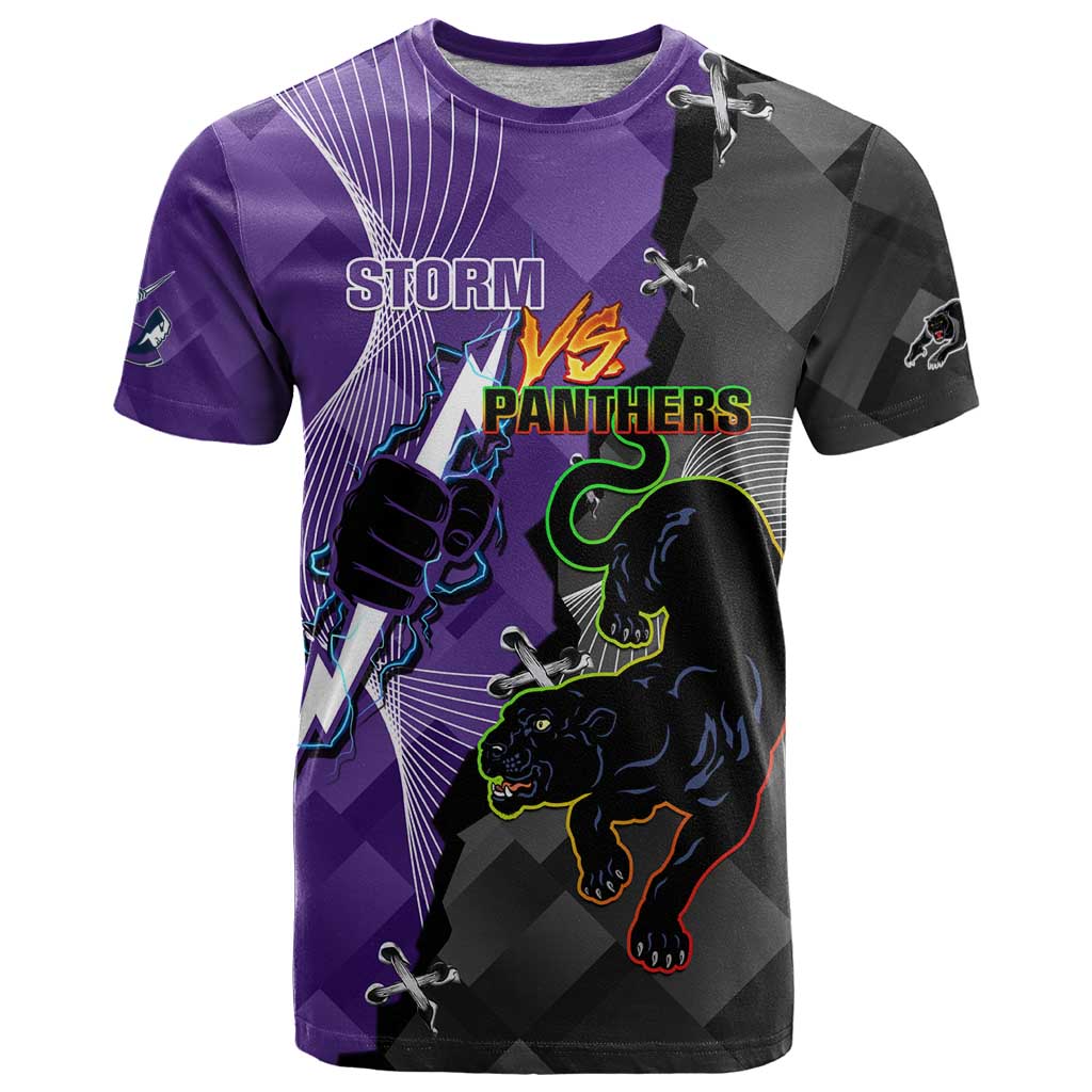 Personalised Storm And Panthers Rugby 2024 T Shirt Go Champions Grand Final Dynamic Style