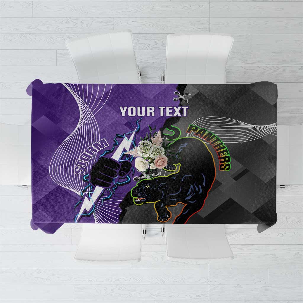 Personalised Storm And Panthers Rugby 2024 Tablecloth Go Champions Grand Final Dynamic Style