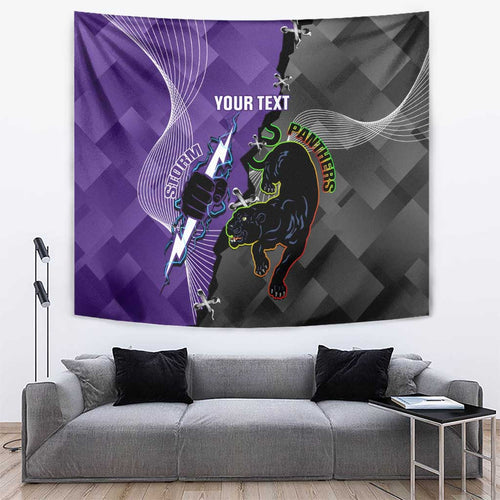 Personalised Storm And Panthers Rugby 2024 Tapestry Go Champions Grand Final Dynamic Style