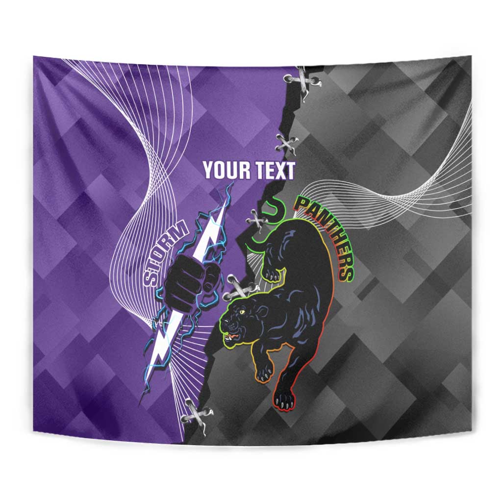Personalised Storm And Panthers Rugby 2024 Tapestry Go Champions Grand Final Dynamic Style