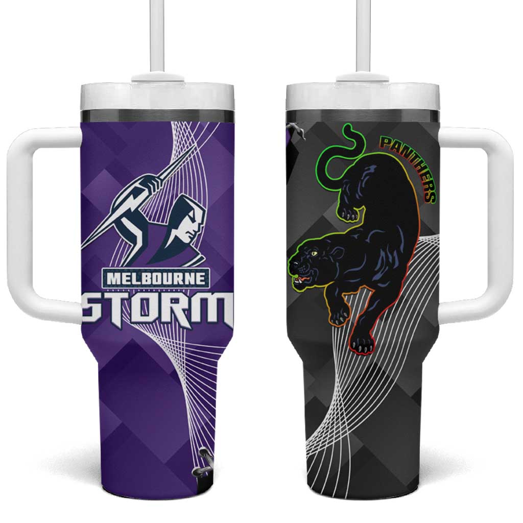 Storm And Panthers Rugby 2024 Tumbler With Handle Go Champions Grand Final Dynamic Style