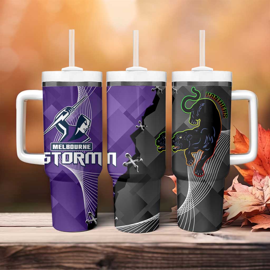 Storm And Panthers Rugby 2024 Tumbler With Handle Go Champions Grand Final Dynamic Style