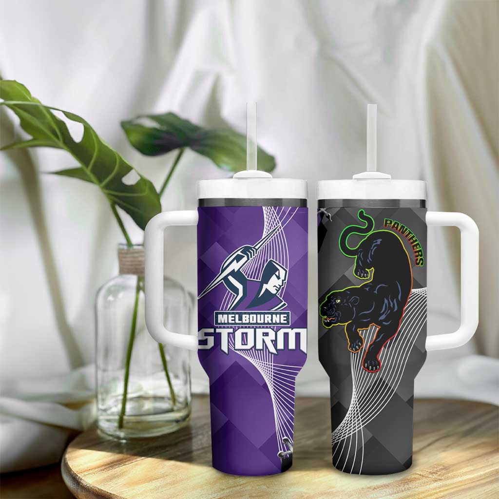 Storm And Panthers Rugby 2024 Tumbler With Handle Go Champions Grand Final Dynamic Style