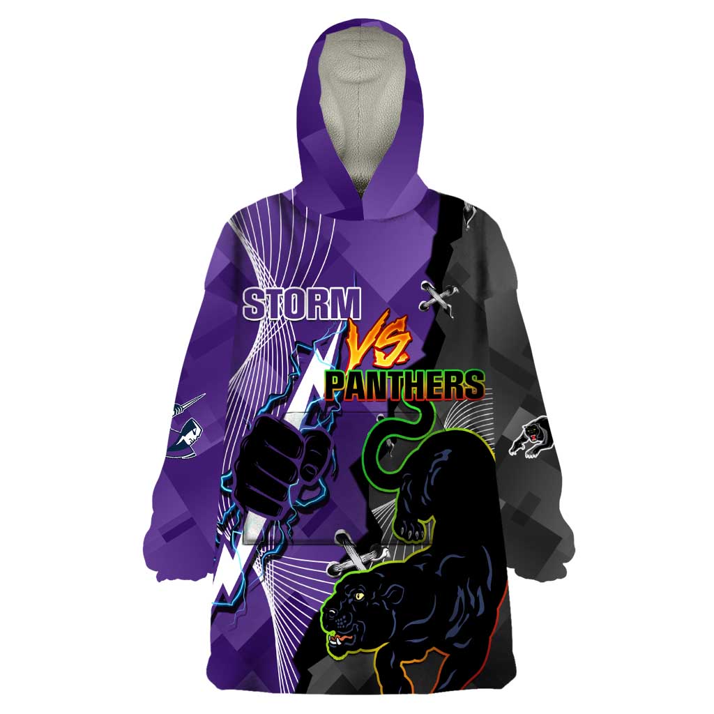 Personalised Storm And Panthers Rugby 2024 Wearable Blanket Hoodie Go Champions Grand Final Dynamic Style