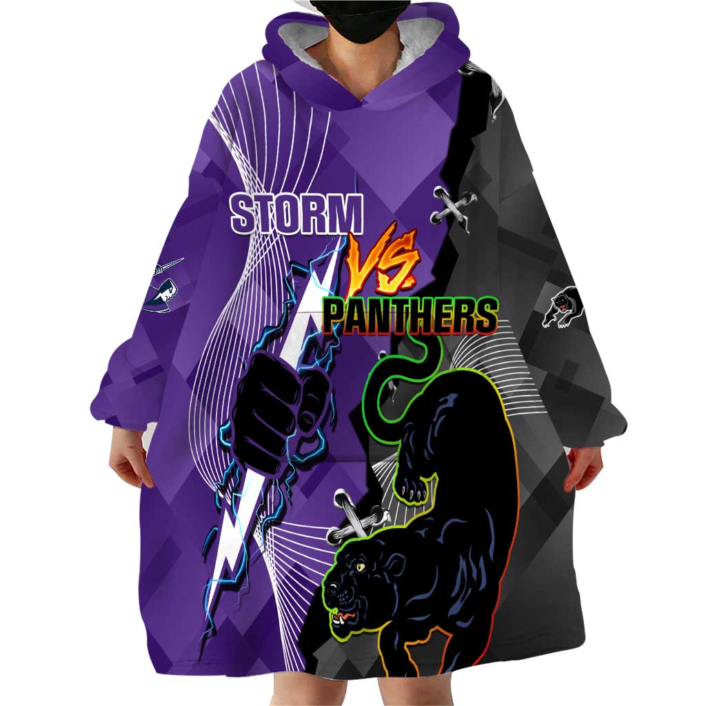 Personalised Storm And Panthers Rugby 2024 Wearable Blanket Hoodie Go Champions Grand Final Dynamic Style