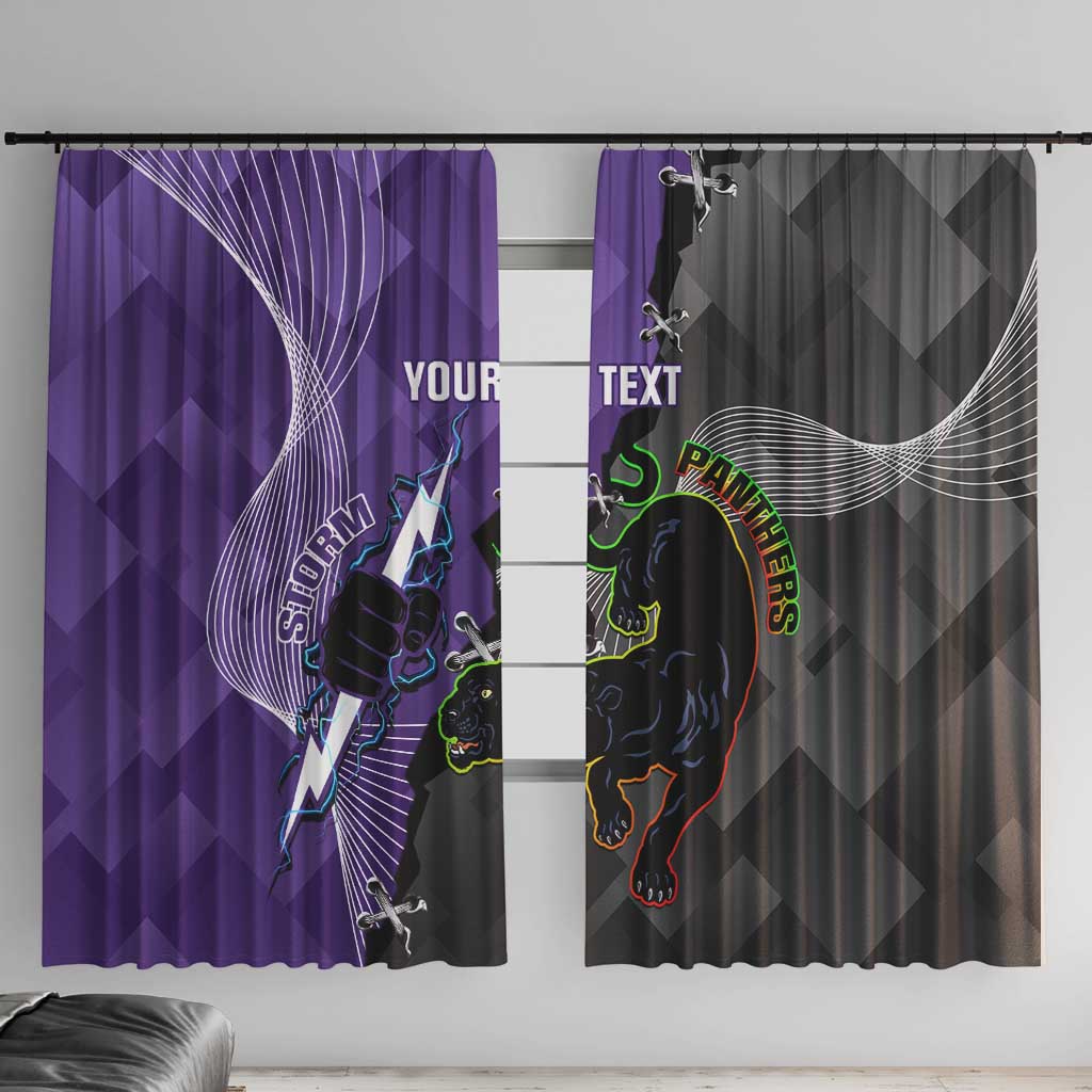 Personalised Storm And Panthers Rugby 2024 Window Curtain Go Champions Grand Final Dynamic Style