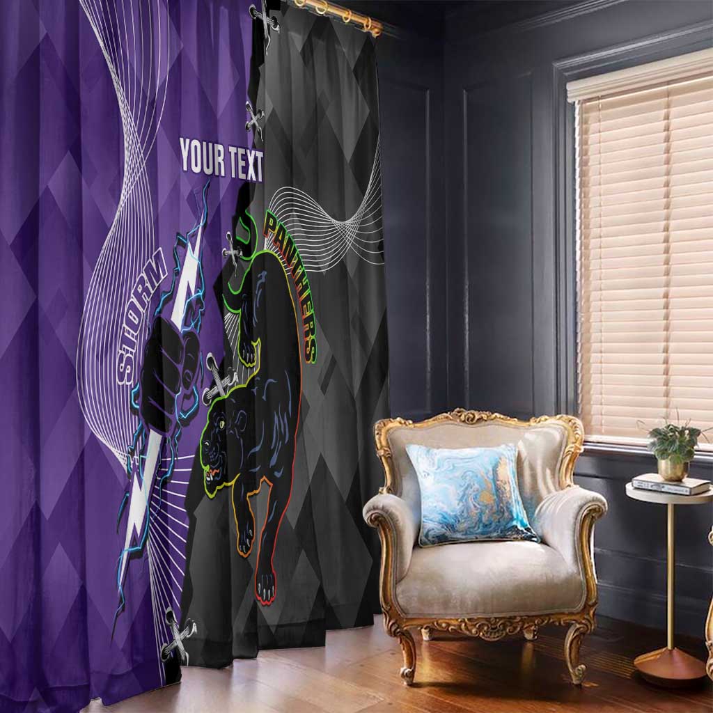 Personalised Storm And Panthers Rugby 2024 Window Curtain Go Champions Grand Final Dynamic Style