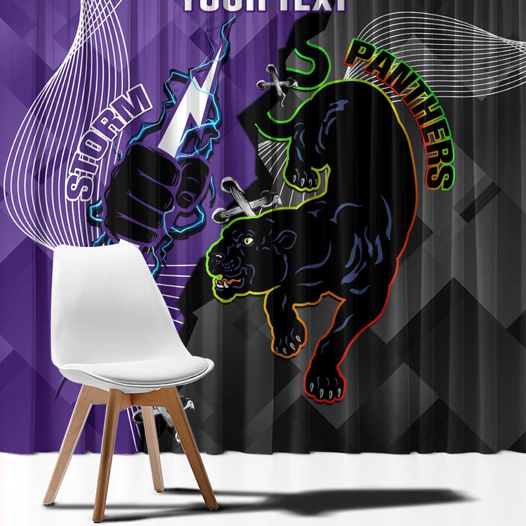 Personalised Storm And Panthers Rugby 2024 Window Curtain Go Champions Grand Final Dynamic Style