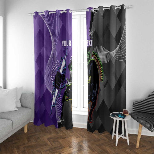 Personalised Storm And Panthers Rugby 2024 Window Curtain Go Champions Grand Final Dynamic Style