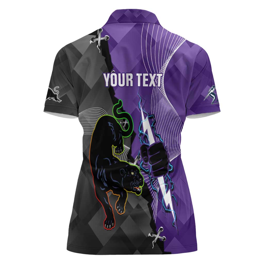 Personalised Storm And Panthers Rugby 2024 Women Polo Shirt Go Champions Grand Final Dynamic Style