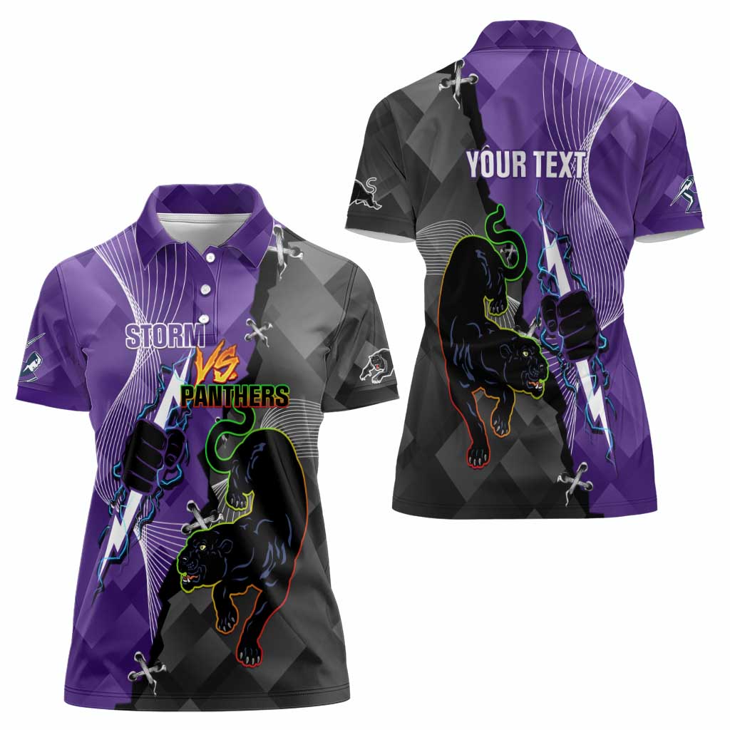 Personalised Storm And Panthers Rugby 2024 Women Polo Shirt Go Champions Grand Final Dynamic Style