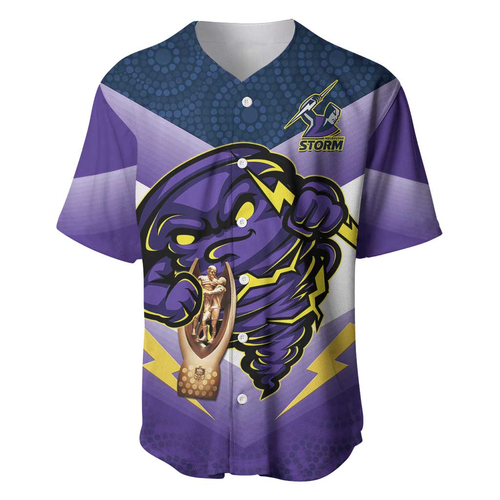 Personalised Storm Rugby 2024 Baseball Jersey Mascot With Trophy Go Champions Aboriginal Art