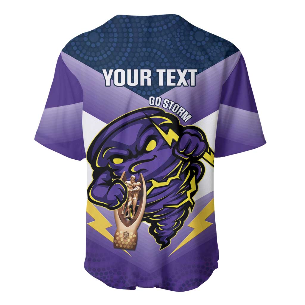 Personalised Storm Rugby 2024 Baseball Jersey Mascot With Trophy Go Champions Aboriginal Art