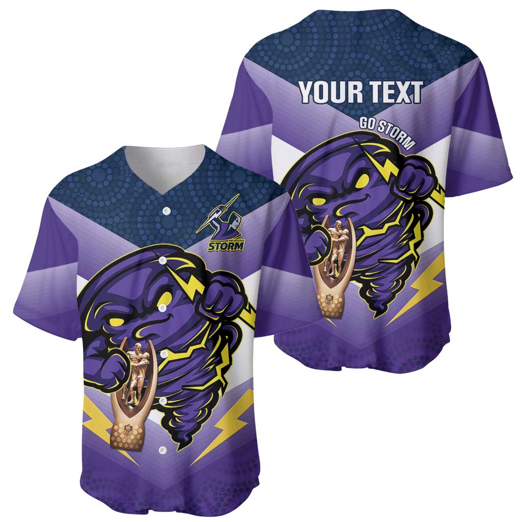 Personalised Storm Rugby 2024 Baseball Jersey Mascot With Trophy Go Champions Aboriginal Art