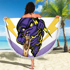Personalised Storm Rugby 2024 Beach Blanket Mascot With Trophy Go Champions Aboriginal Art