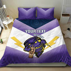 Personalised Storm Rugby 2024 Bedding Set Mascot With Trophy Go Champions Aboriginal Art