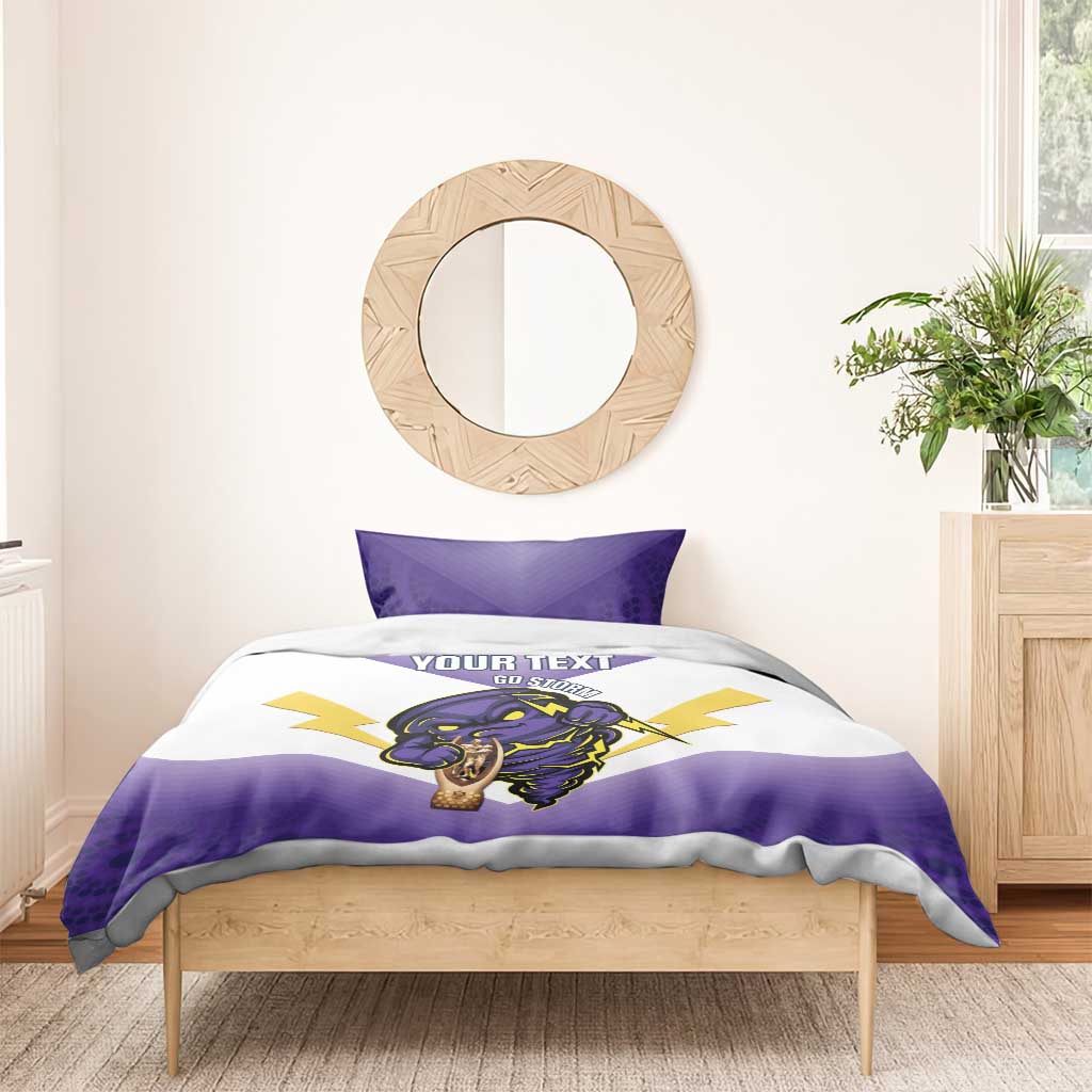 Personalised Storm Rugby 2024 Bedding Set Mascot With Trophy Go Champions Aboriginal Art