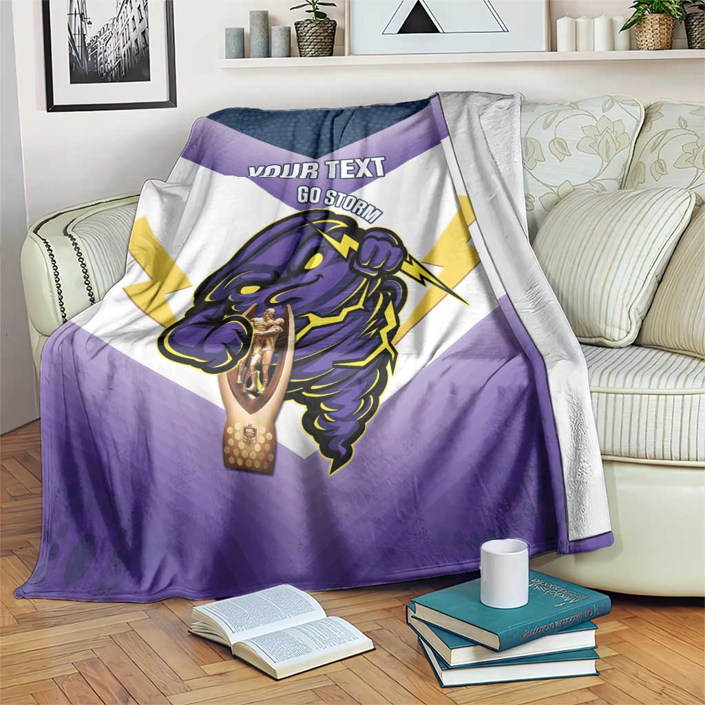 Personalised Storm Rugby 2024 Blanket Mascot With Trophy Go Champions Aboriginal Art
