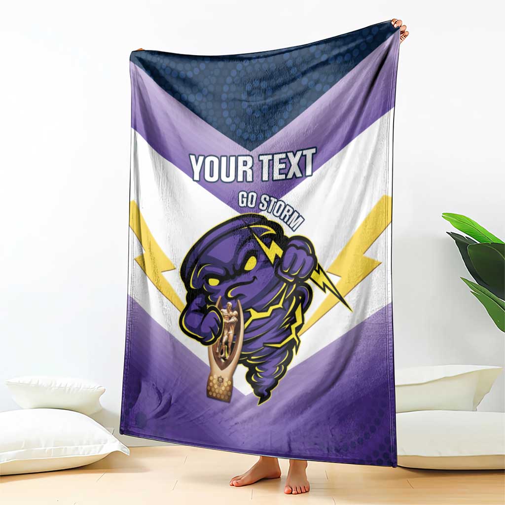 Personalised Storm Rugby 2024 Blanket Mascot With Trophy Go Champions Aboriginal Art