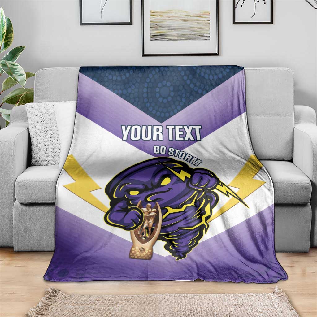 Personalised Storm Rugby 2024 Blanket Mascot With Trophy Go Champions Aboriginal Art