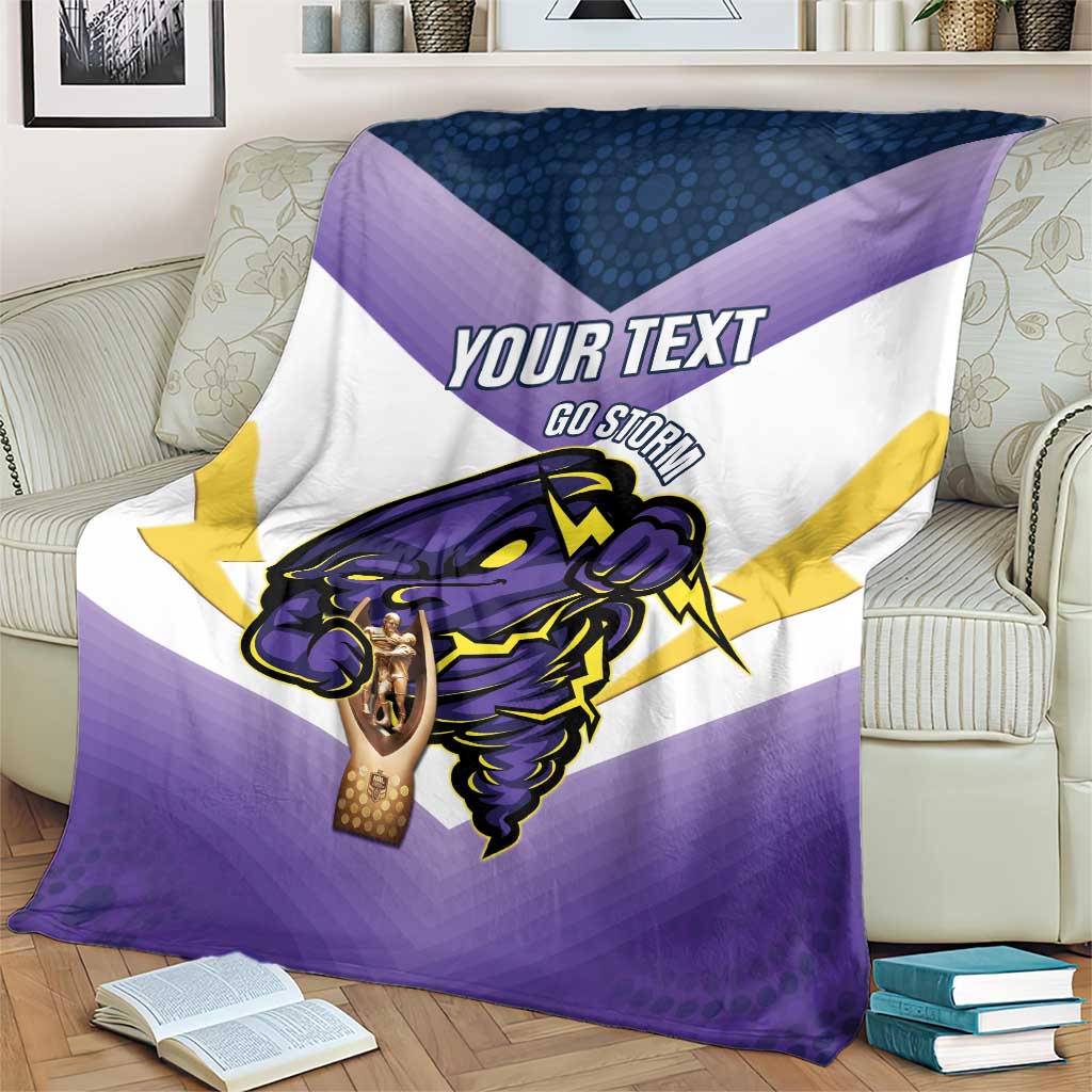 Personalised Storm Rugby 2024 Blanket Mascot With Trophy Go Champions Aboriginal Art