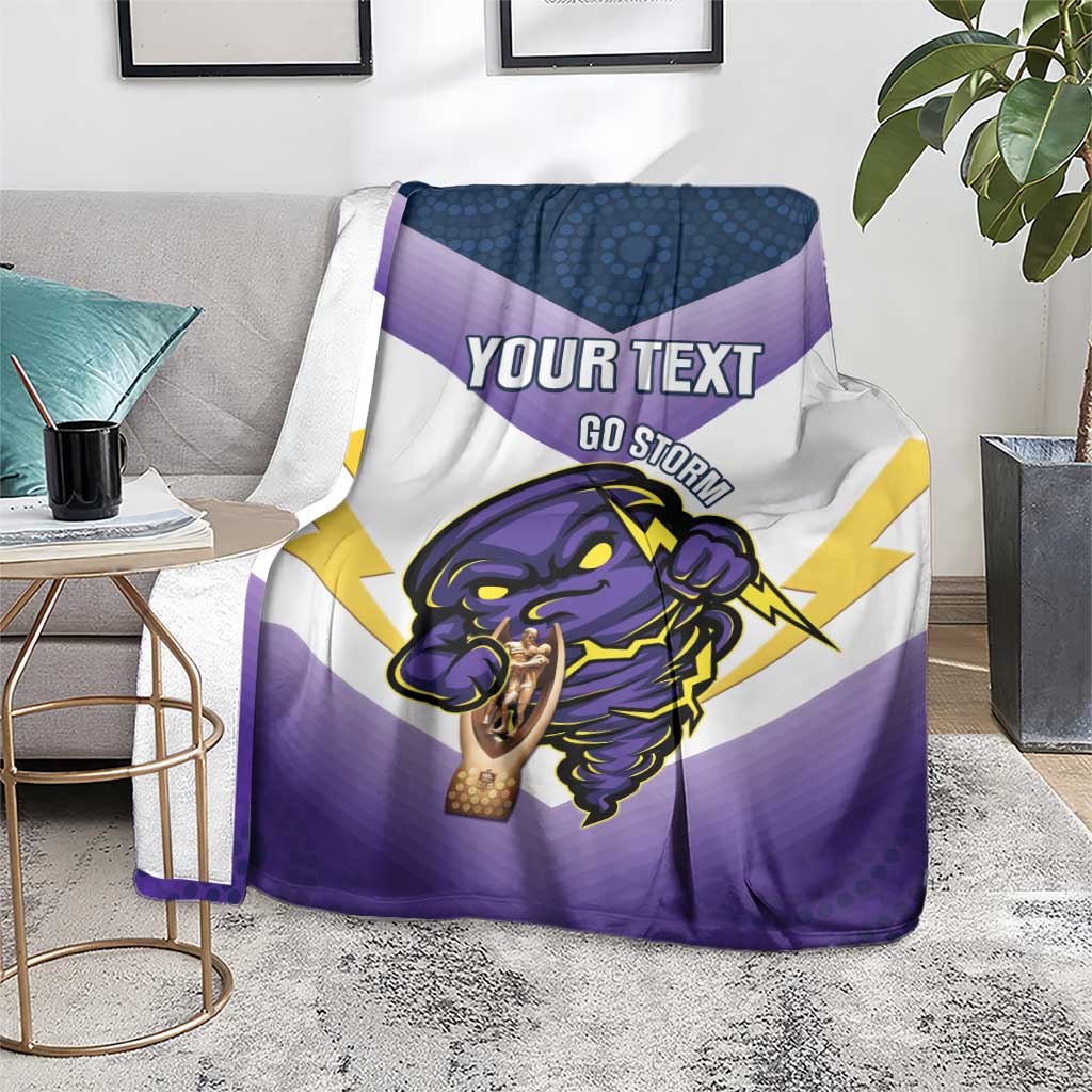 Personalised Storm Rugby 2024 Blanket Mascot With Trophy Go Champions Aboriginal Art