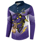 Personalised Storm Rugby 2024 Button Sweatshirt Mascot With Trophy Go Champions Aboriginal Art