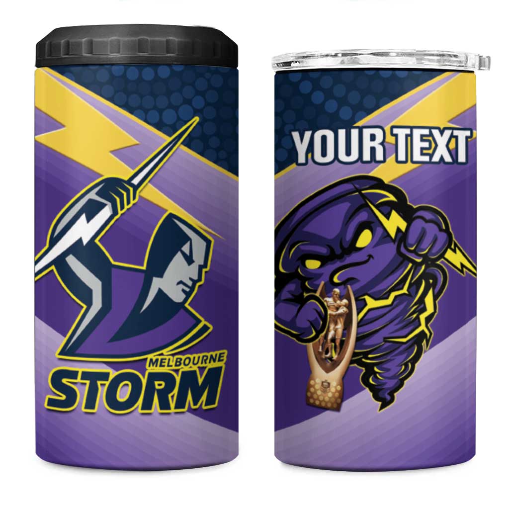 Personalised Storm Rugby 2024 4 in 1 Can Cooler Tumbler Mascot With Trophy Go Champions Aboriginal Art