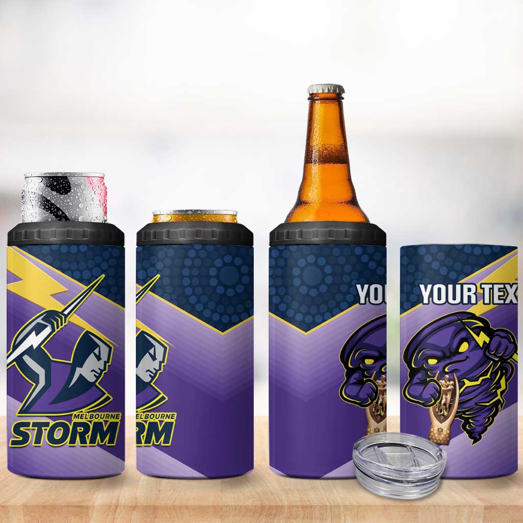 Personalised Storm Rugby 2024 4 in 1 Can Cooler Tumbler Mascot With Trophy Go Champions Aboriginal Art