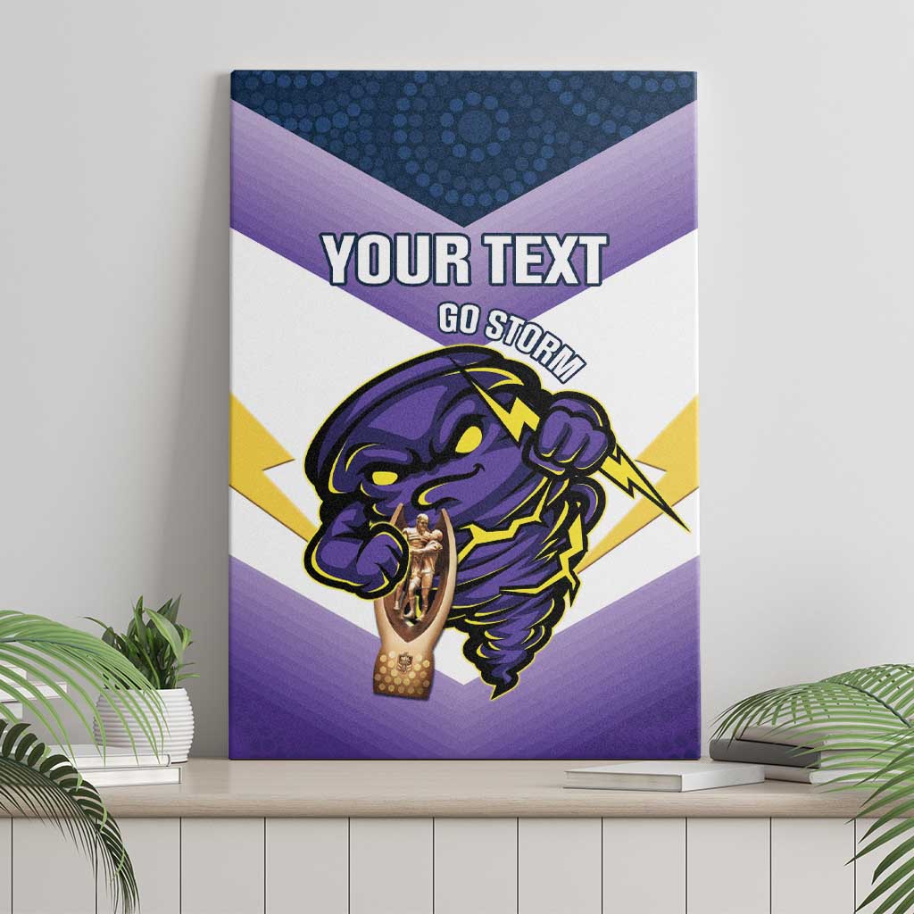 Personalised Storm Rugby 2024 Canvas Wall Art Mascot With Trophy Go Champions Aboriginal Art