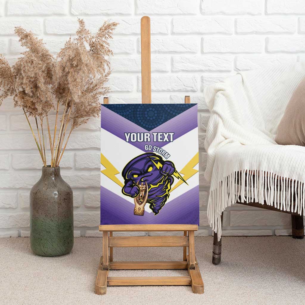 Personalised Storm Rugby 2024 Canvas Wall Art Mascot With Trophy Go Champions Aboriginal Art