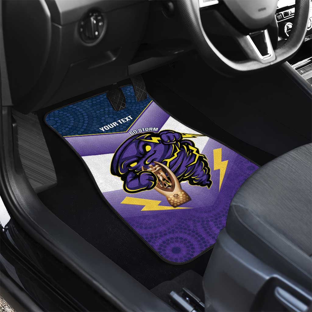 Personalised Storm Rugby 2024 Car Mats Mascot With Trophy Go Champions Aboriginal Art
