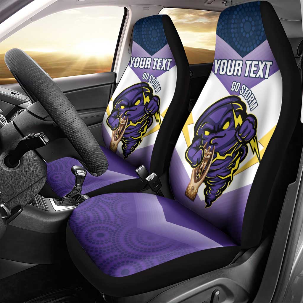 Personalised Storm Rugby 2024 Car Seat Cover Mascot With Trophy Go Champions Aboriginal Art