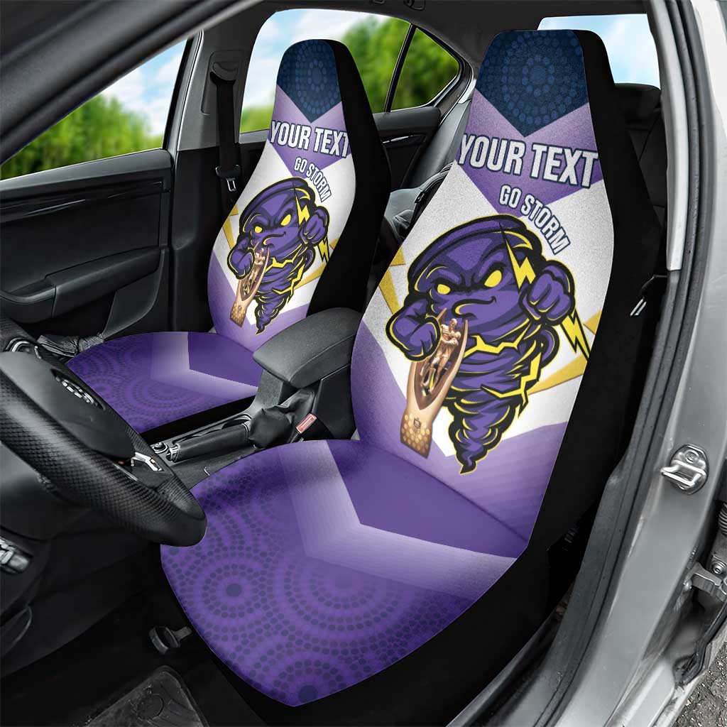 Personalised Storm Rugby 2024 Car Seat Cover Mascot With Trophy Go Champions Aboriginal Art