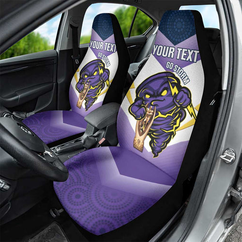 Personalised Storm Rugby 2024 Car Seat Cover Mascot With Trophy Go Champions Aboriginal Art