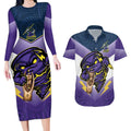 Personalised Storm Rugby 2024 Couples Matching Long Sleeve Bodycon Dress and Hawaiian Shirt Mascot With Trophy Go Champions Aboriginal Art