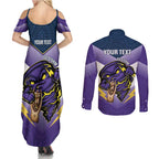 Personalised Storm Rugby 2024 Couples Matching Summer Maxi Dress and Long Sleeve Button Shirt Mascot With Trophy Go Champions Aboriginal Art