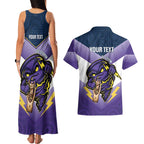 Personalised Storm Rugby 2024 Couples Matching Tank Maxi Dress and Hawaiian Shirt Mascot With Trophy Go Champions Aboriginal Art