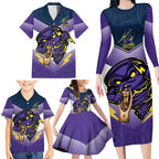 Personalised Storm Rugby 2024 Family Matching Long Sleeve Bodycon Dress and Hawaiian Shirt Mascot With Trophy Go Champions Aboriginal Art