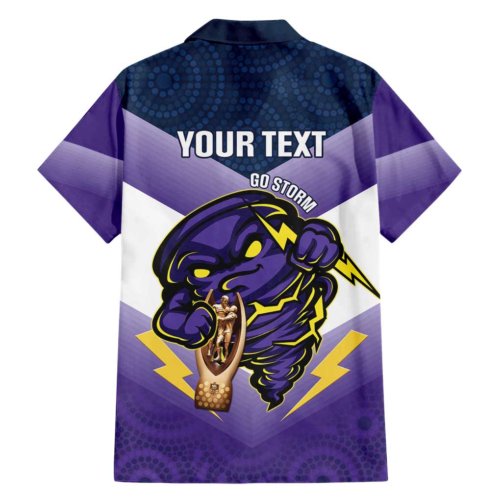 Personalised Storm Rugby 2024 Family Matching Long Sleeve Bodycon Dress and Hawaiian Shirt Mascot With Trophy Go Champions Aboriginal Art