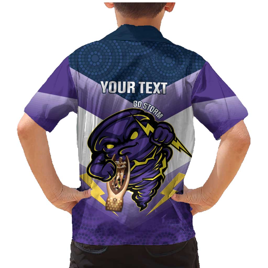 Personalised Storm Rugby 2024 Family Matching Mermaid Dress and Hawaiian Shirt Mascot With Trophy Go Champions Aboriginal Art