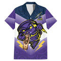 Personalised Storm Rugby 2024 Family Matching Mermaid Dress and Hawaiian Shirt Mascot With Trophy Go Champions Aboriginal Art