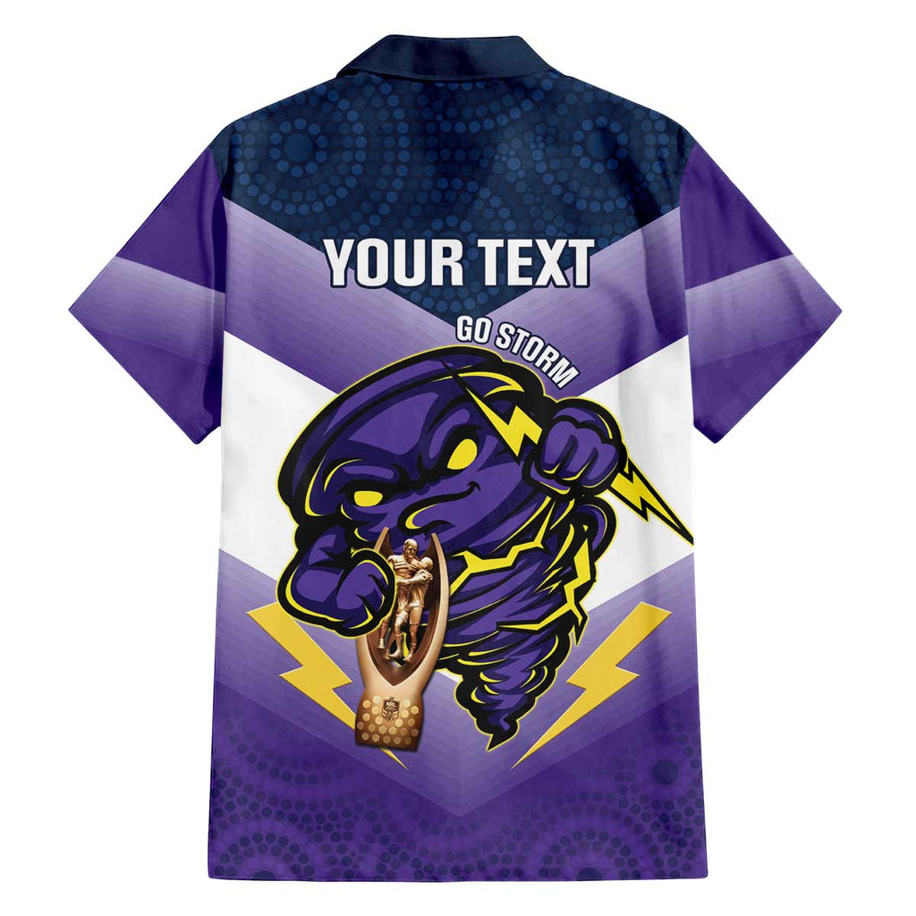 Personalised Storm Rugby 2024 Family Matching Off The Shoulder Long Sleeve Dress and Hawaiian Shirt Mascot With Trophy Go Champions Aboriginal Art