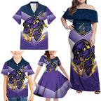 Personalised Storm Rugby 2024 Family Matching Off Shoulder Maxi Dress and Hawaiian Shirt Mascot With Trophy Go Champions Aboriginal Art