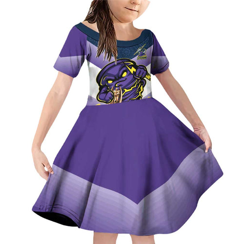 Personalised Storm Rugby 2024 Family Matching Off Shoulder Short Dress and Hawaiian Shirt Mascot With Trophy Go Champions Aboriginal Art