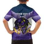 Personalised Storm Rugby 2024 Family Matching Puletasi and Hawaiian Shirt Mascot With Trophy Go Champions Aboriginal Art